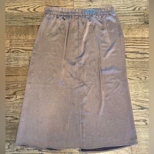 Gap Taupe Brown Sateen Midi Skirt – Size Large, Soft Neutral Shine